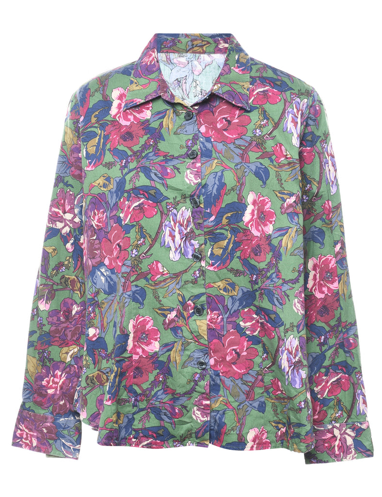 Green Floral Shirt - L