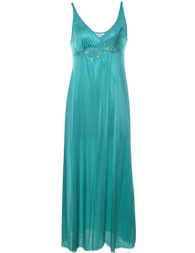 Green Lace Trim Slip Dress - S