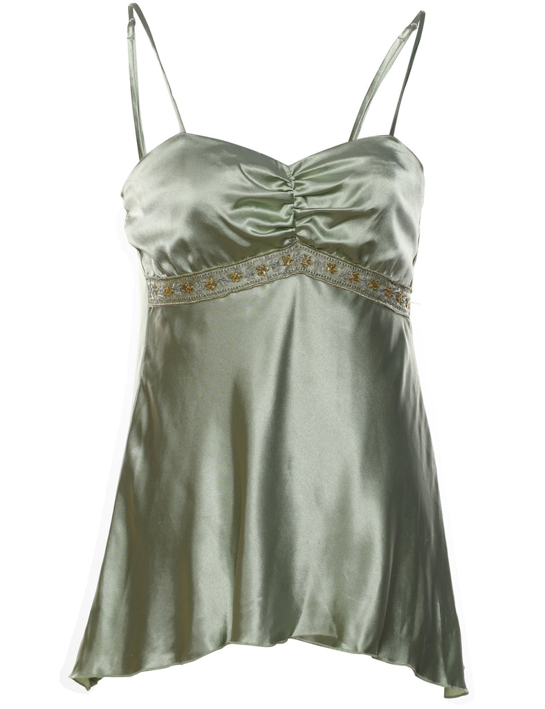 Green Strappy Metallic & Shiny Slip  - L