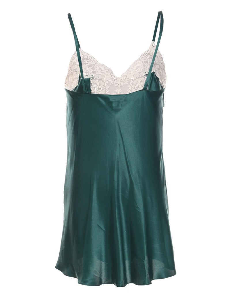 Green & White Contrast Strappy Lace Slip - M