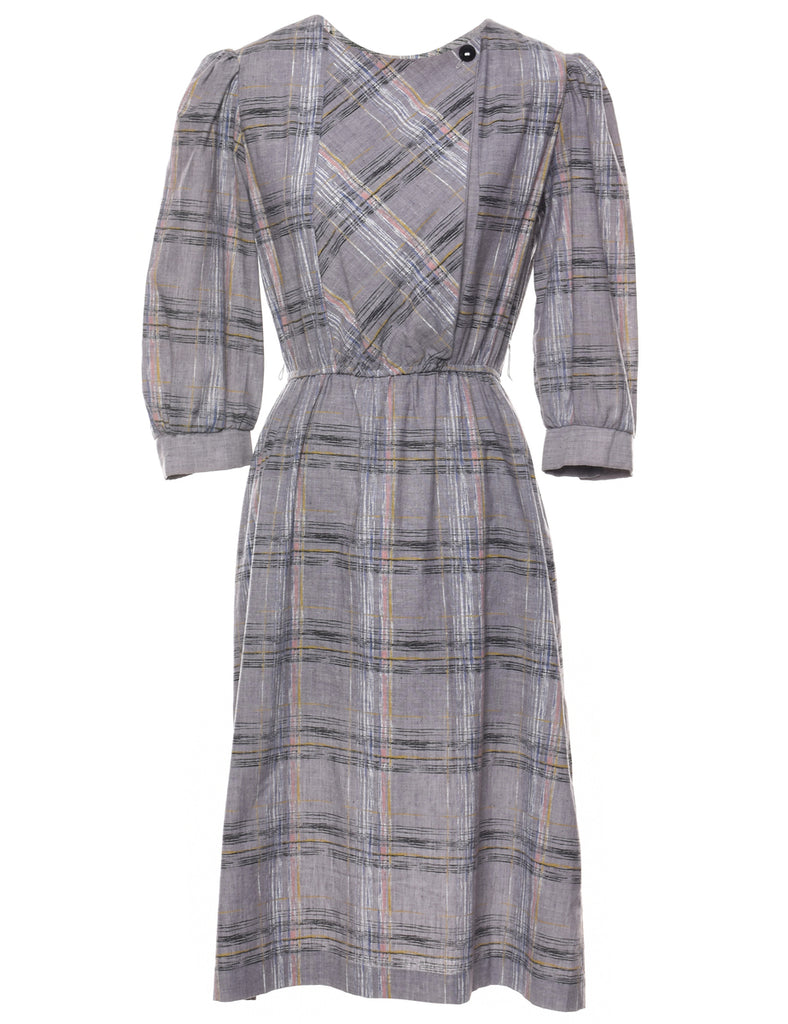 Grey Checked Dress - M