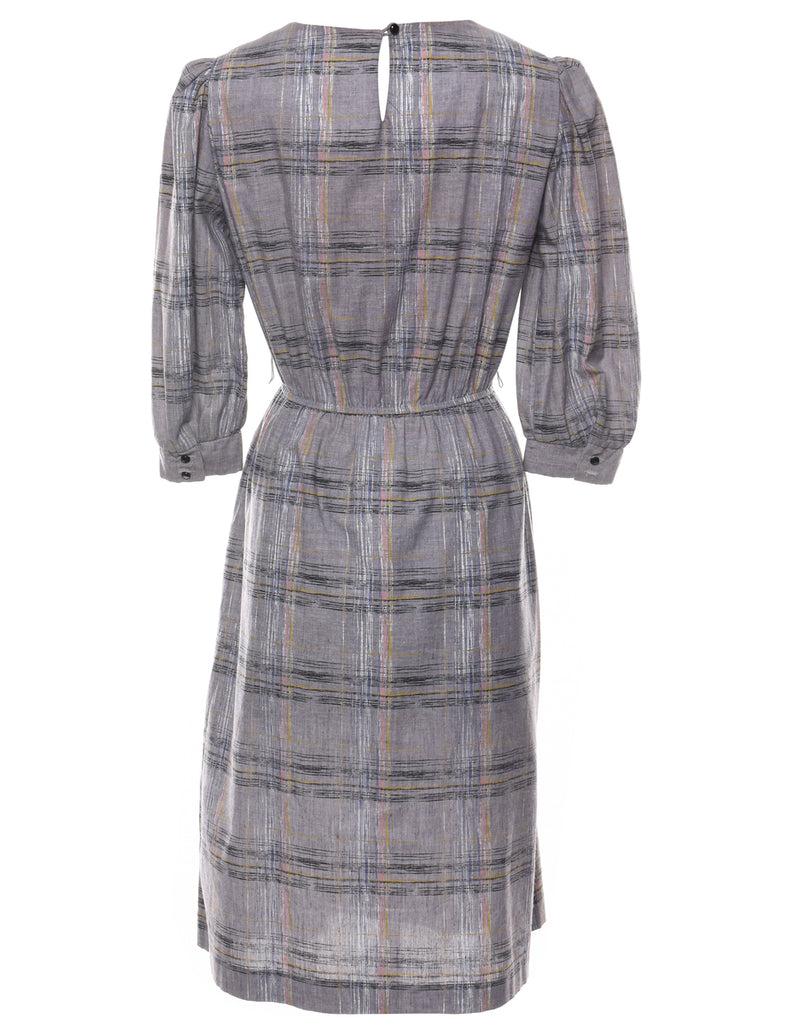 Grey Checked Dress - M