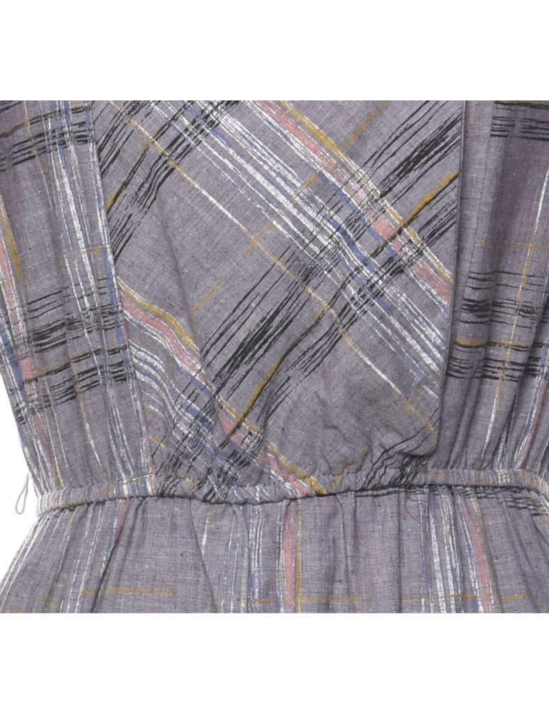 Grey Checked Dress - M