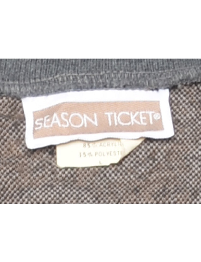 Grey Floral Jumper - M