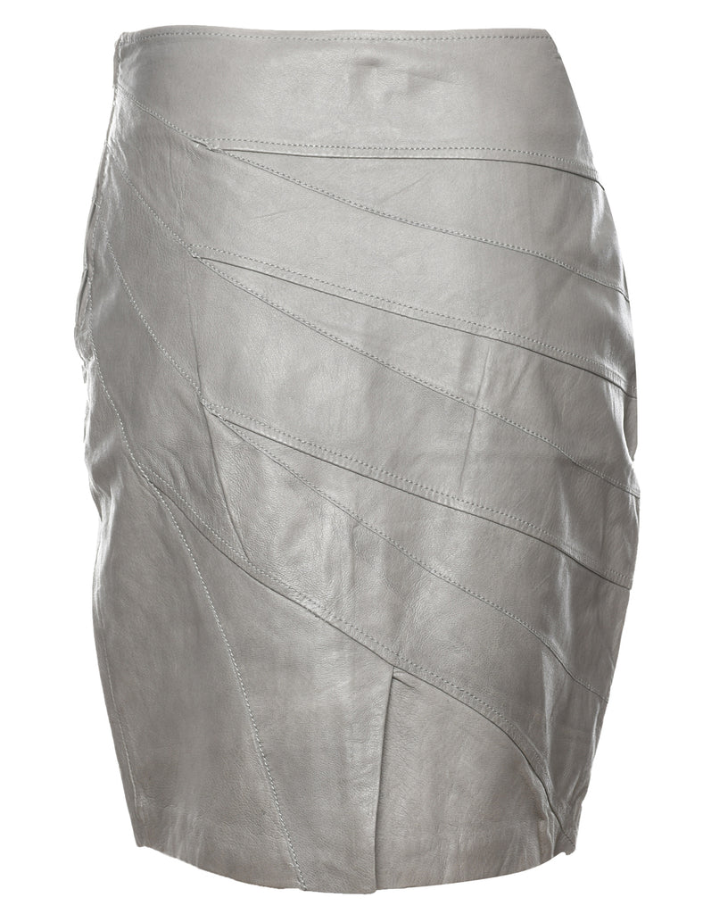 Grey Leather Skirt - M