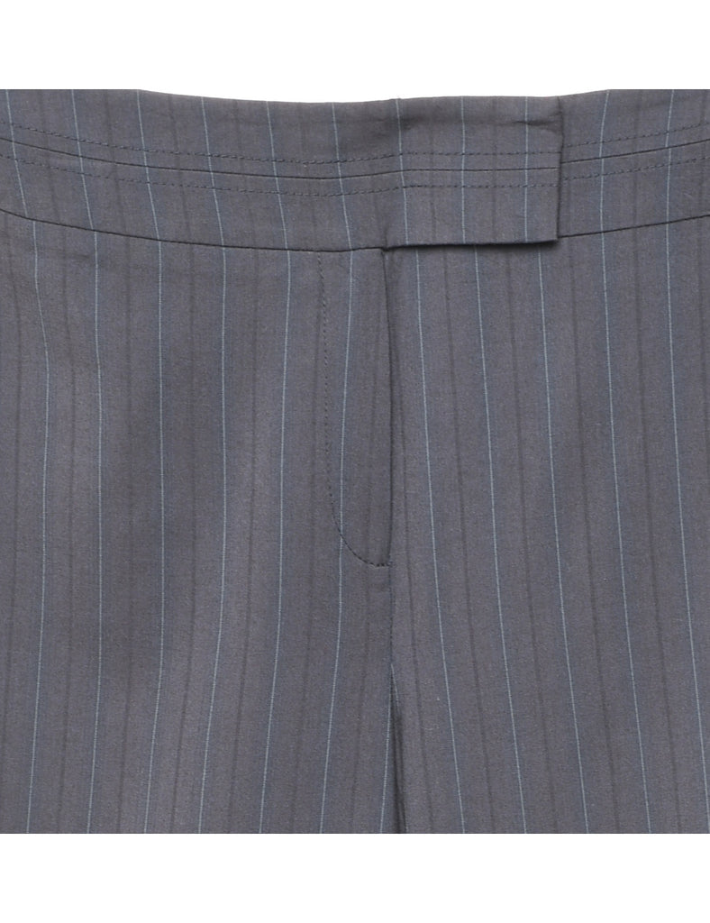Grey & Light Blue Y2K Pinstriped Trousers - W32 L32