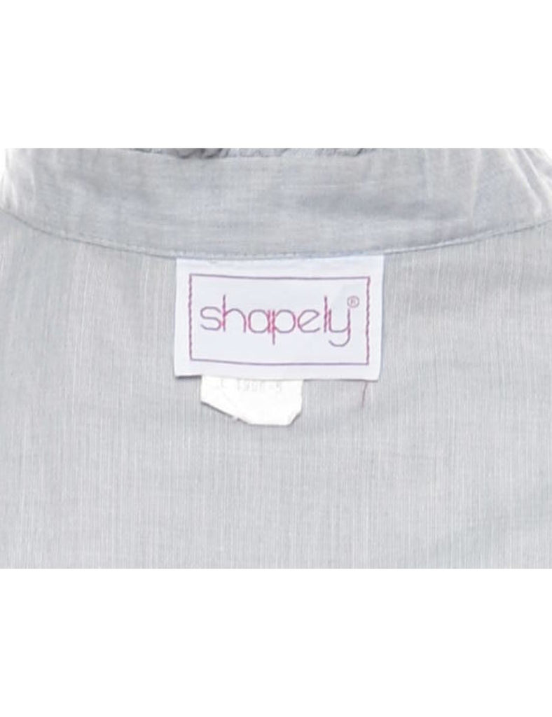 Grey Ruffle Neck Blouse - M