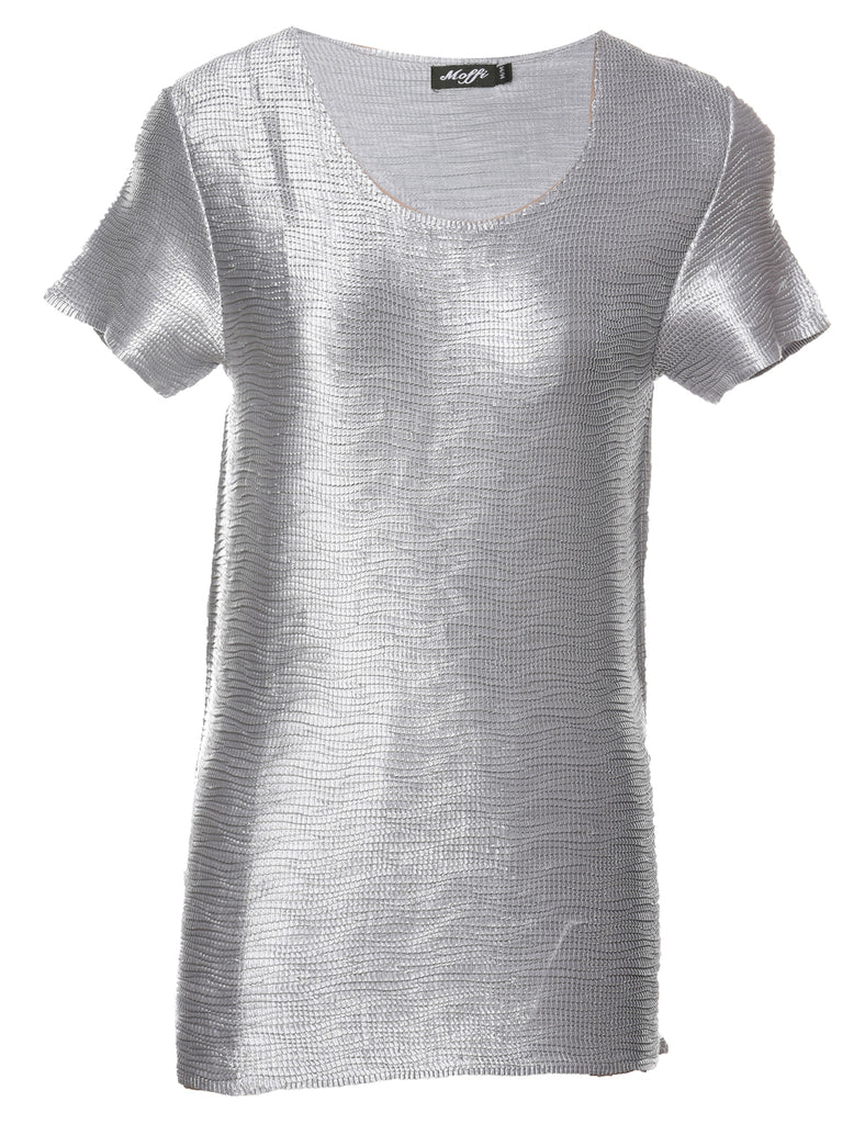 Grey Smocked Evening Top - S