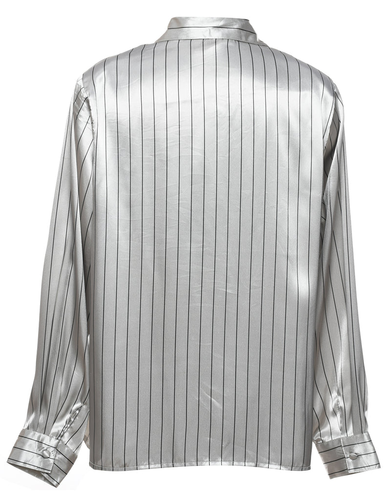 Grey Striped Blouse - L