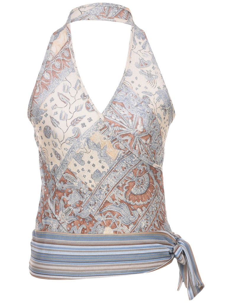 Halter Neck Printed Top - L