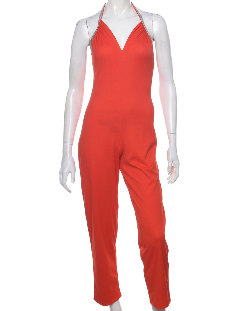 Halter Red Jumpsuit - XS