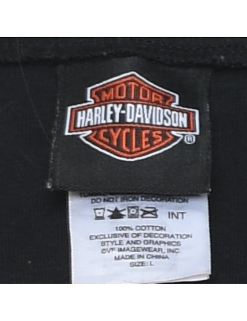 Harley Davidson Black & Orange Y2K Waistcoat - L