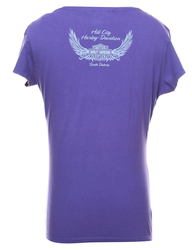 Harley Davidson Printed Purple T-shirt - M