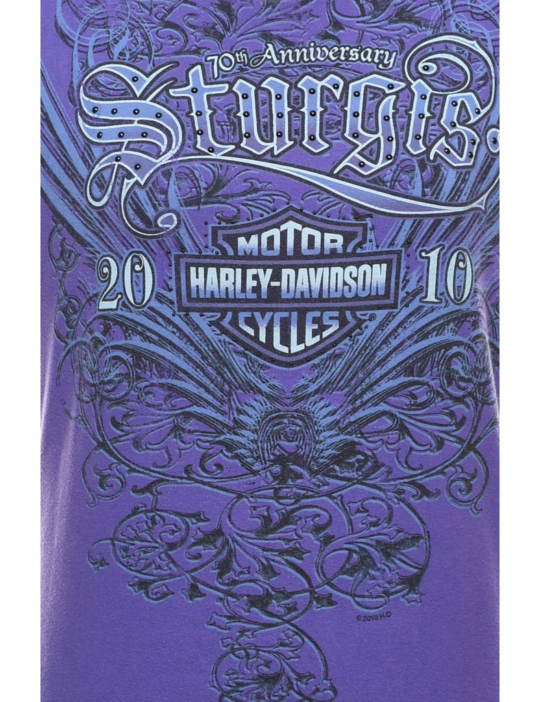 Harley Davidson Printed Purple T-shirt - M