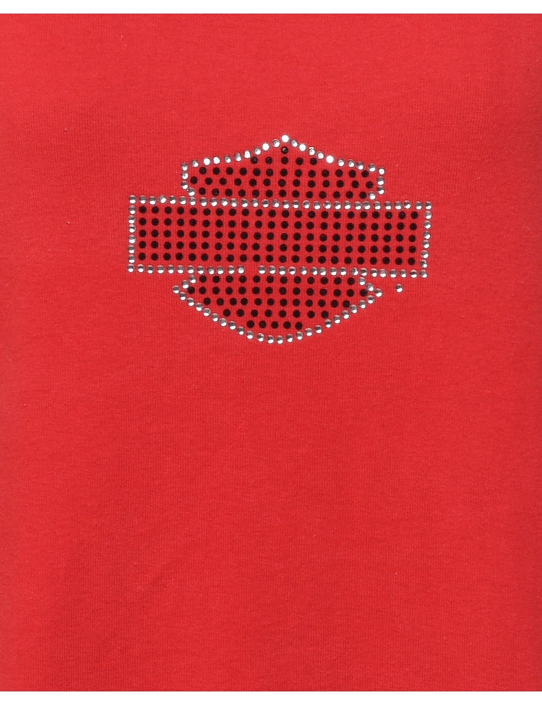 Harley Davidson Red Embellished Y2K Vest - L