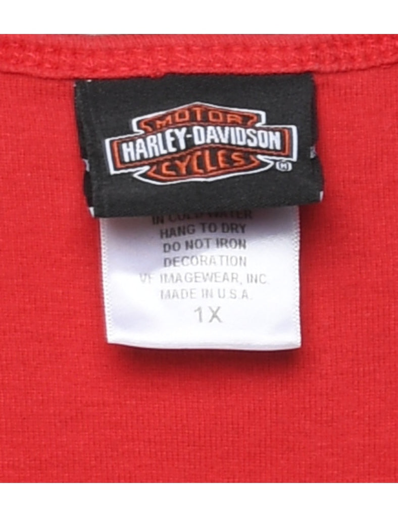 Harley Davidson Red Embellished Y2K Vest - L