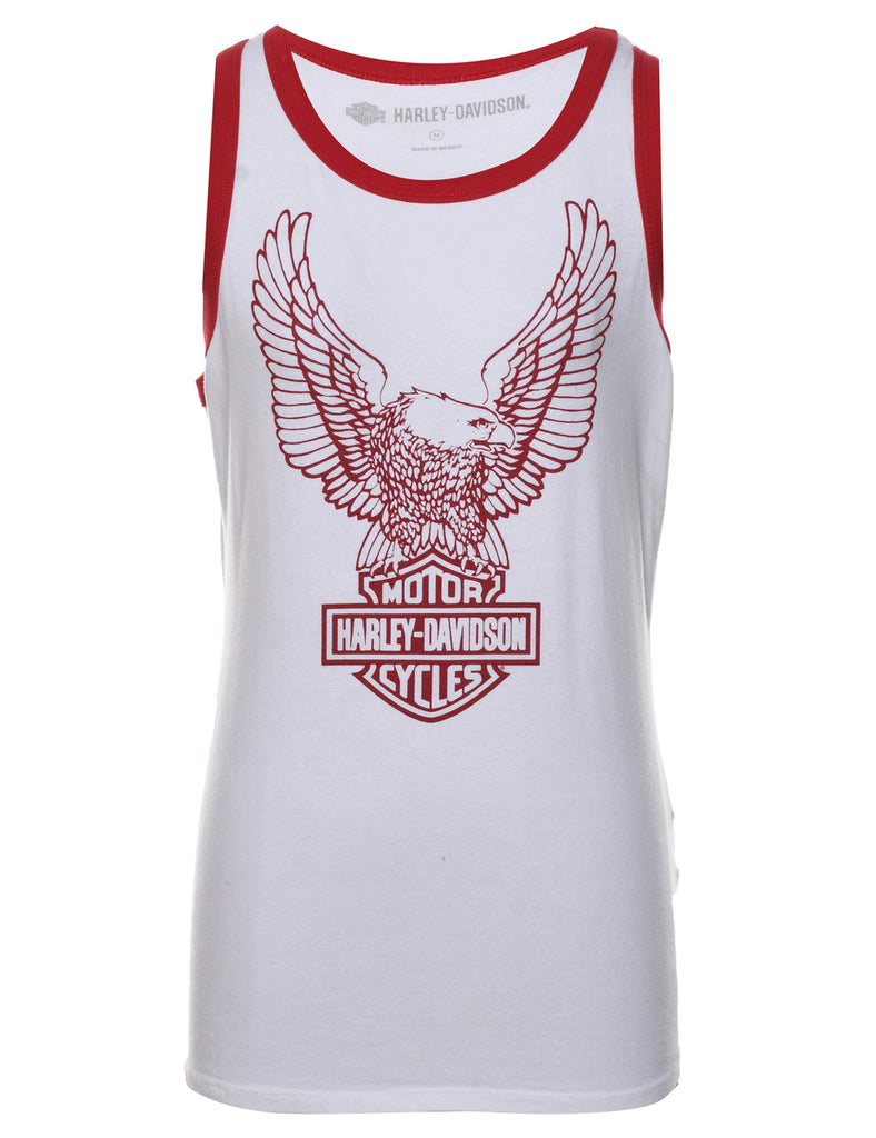 Harley Davidson White & Red Y2K Vest - M