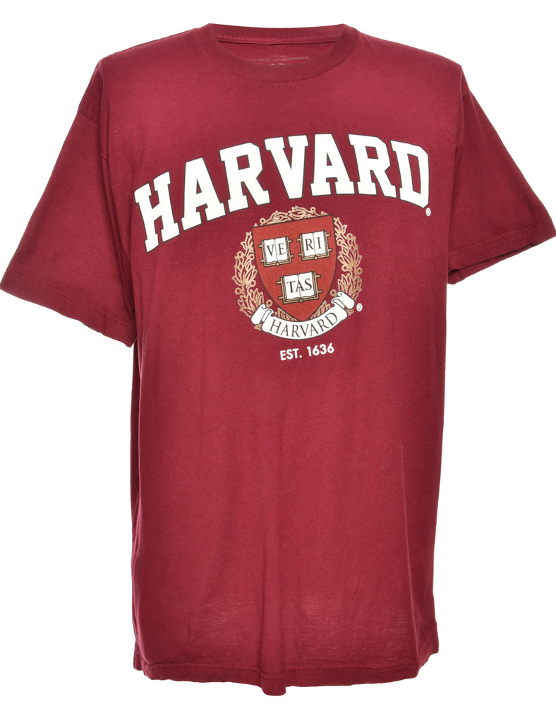 Harvard Maroon Printed T-shirt - L