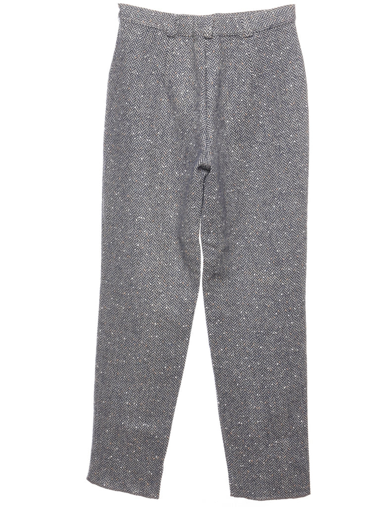 Herringbone Tweed Green & White Trousers - W28 L31