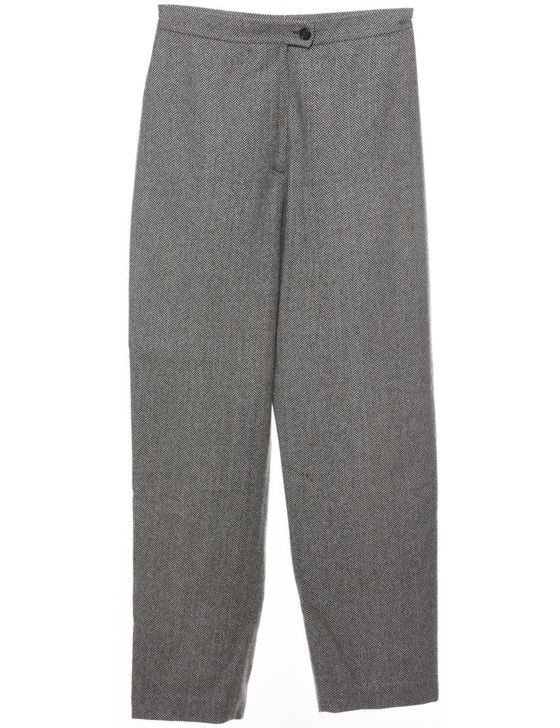 Herringbone Tweed Grey Tapered Trousers - W30 L29