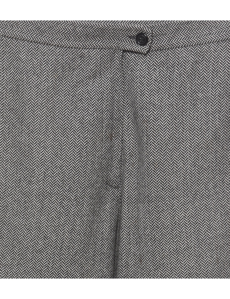 Herringbone Tweed Grey Tapered Trousers - W30 L29