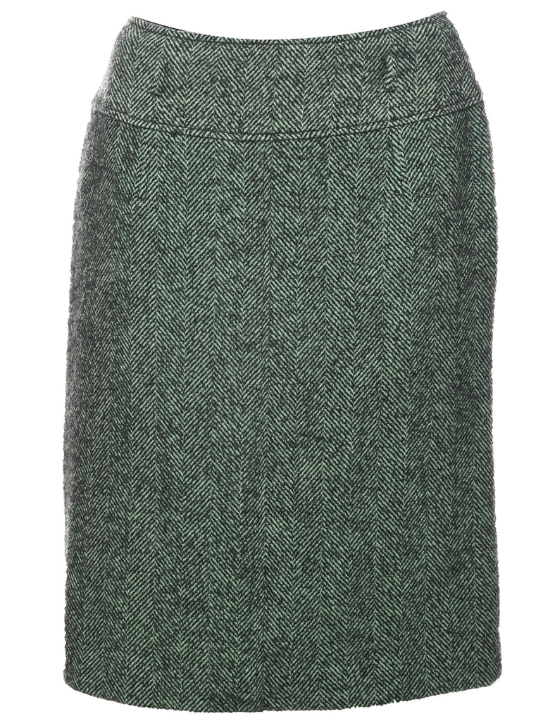 Herringbone Tweed Midi Skirt - S