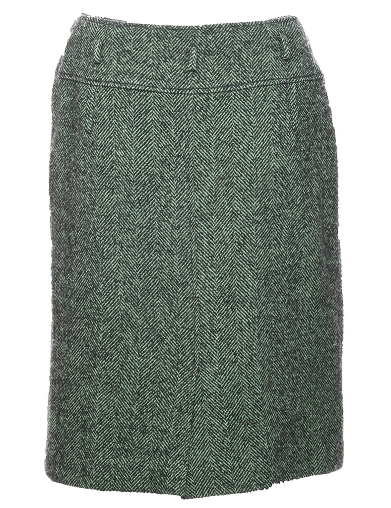 Herringbone Tweed Midi Skirt - S