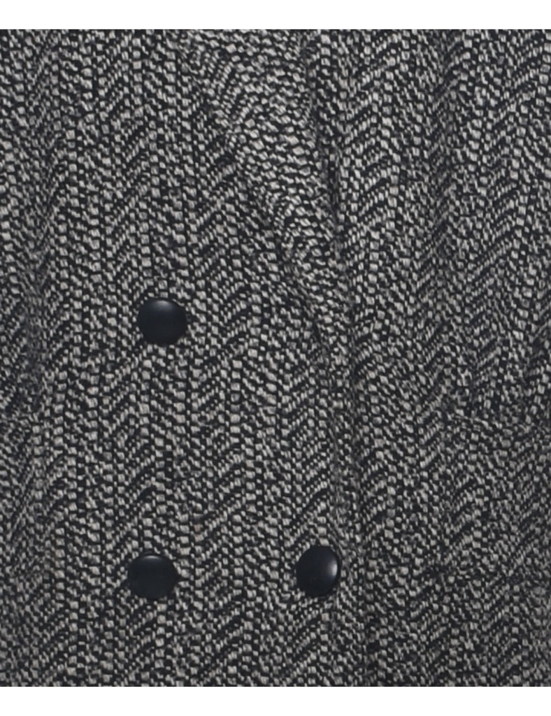 Herringbone Tweed Wool Coat - L