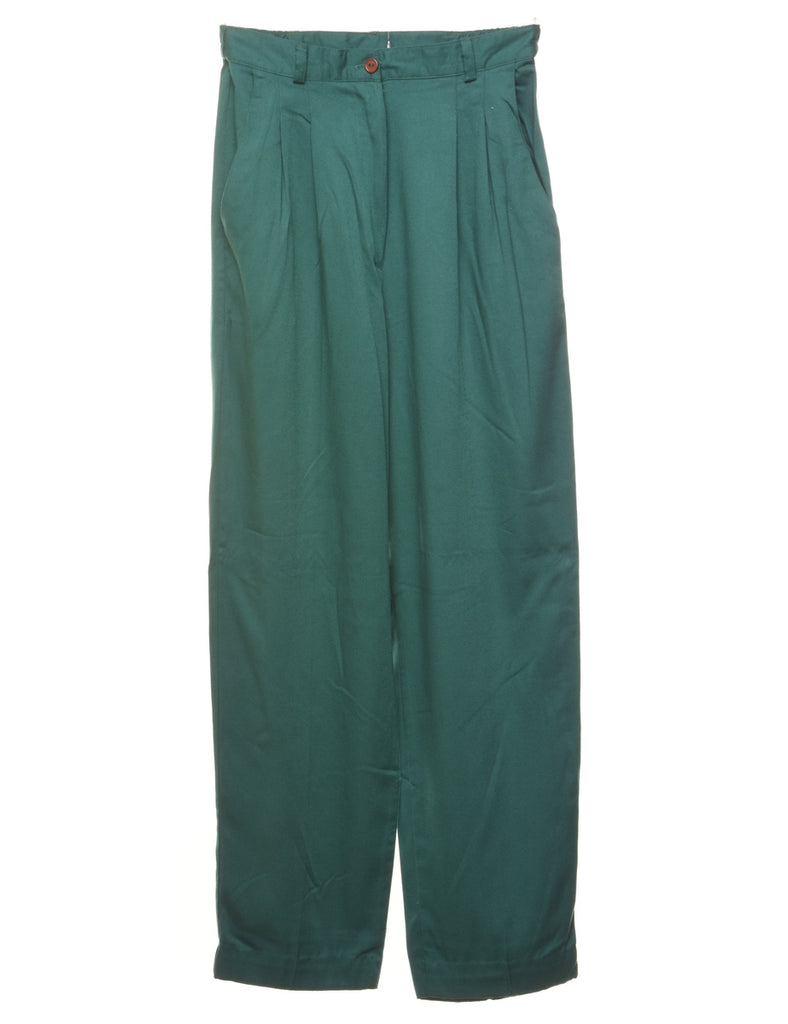 High Waist Green Pleated Trousers - W24 L29