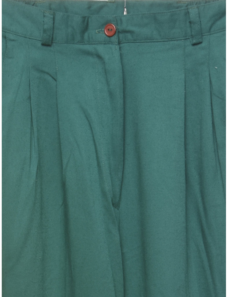 High Waist Green Pleated Trousers - W24 L29