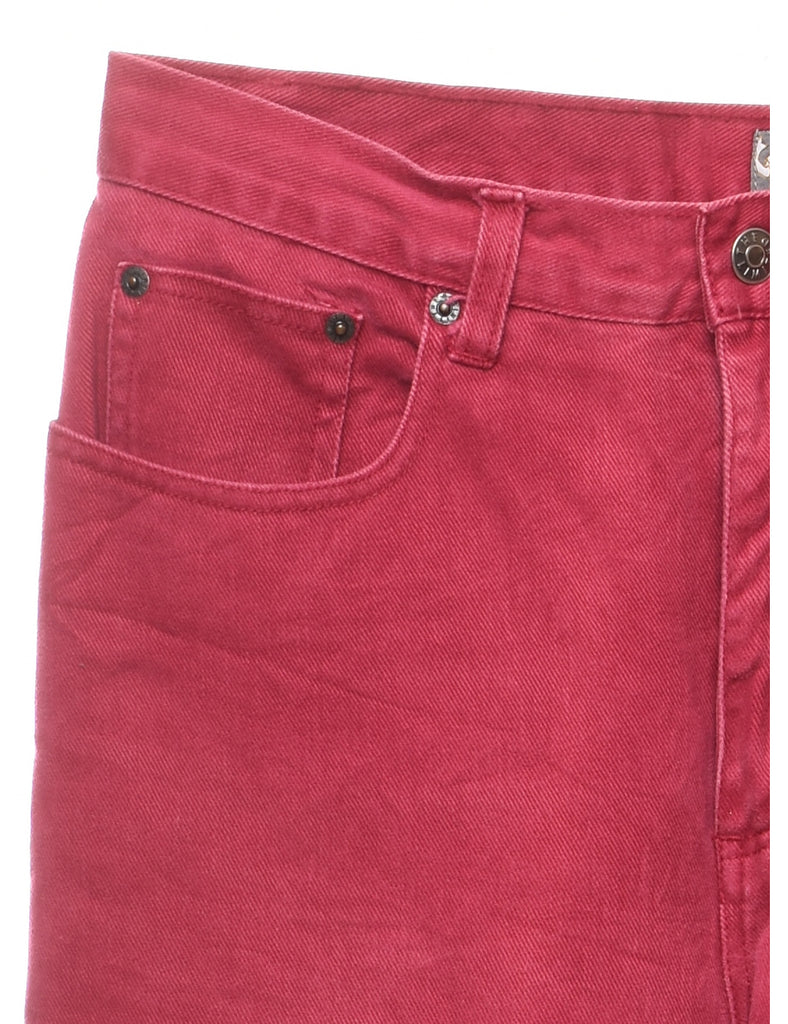 High Waist Maroon Tapered Jeans - W32 L26