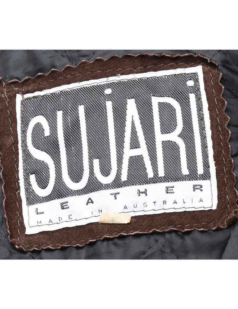 Hooded Dark Brown Suede Jacket - L