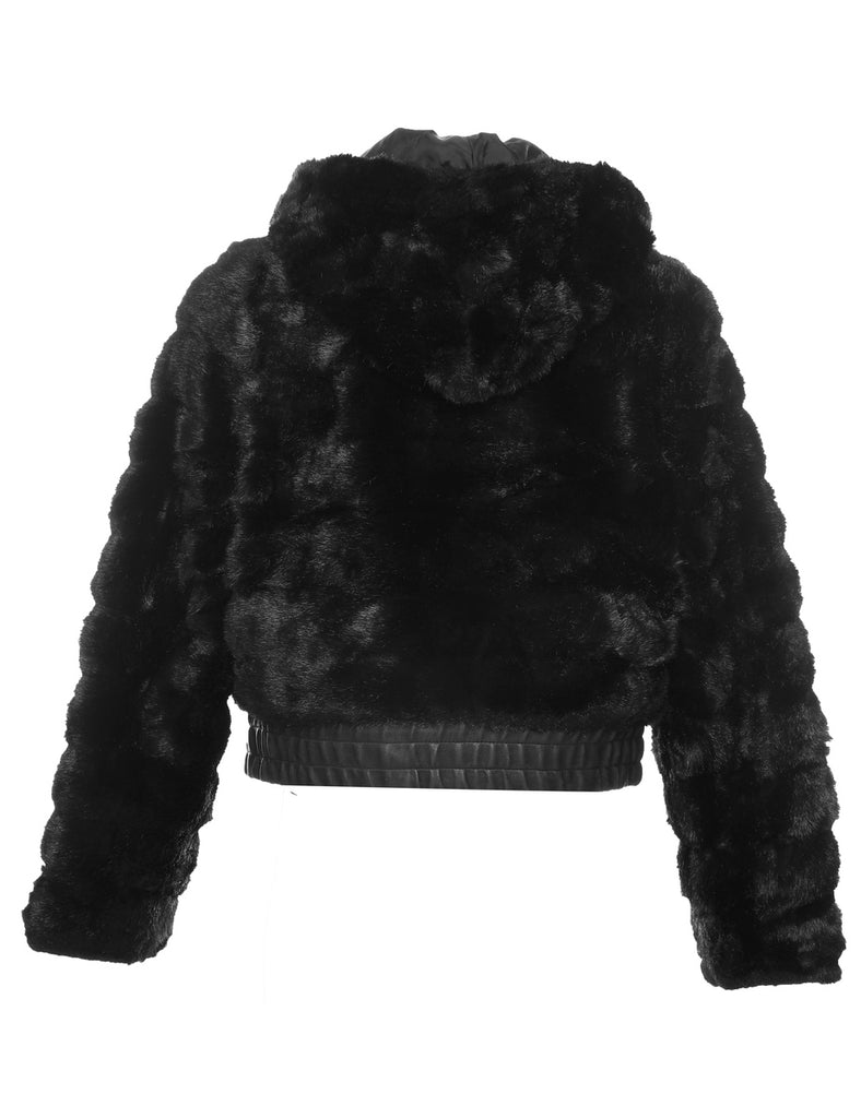 Hooded Faux Fur Jacket - L