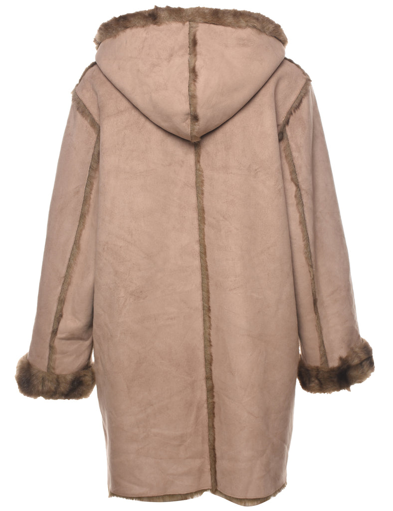 Hooded Shearling Jacket - L