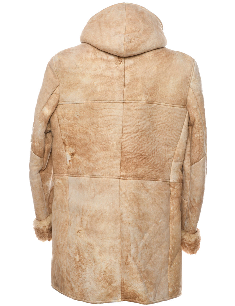 Hooded Shearling Suede Jacket - L