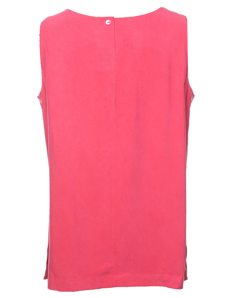 Hot Pink Sleeveless Silk Top - L