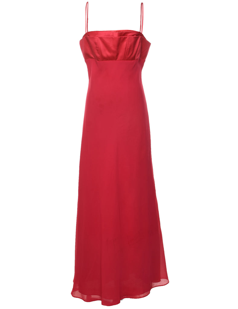 Hot Pink Strappy Maxi Evening Dress - M