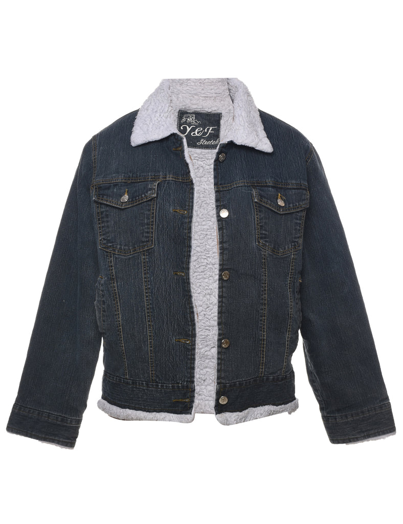 Indigo Shearling Denim Jacket - L