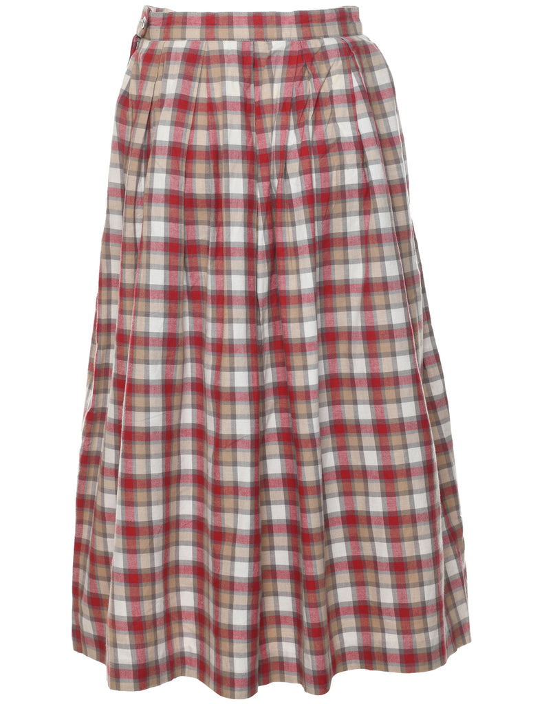 Izod Pleated Checked Skirt - M