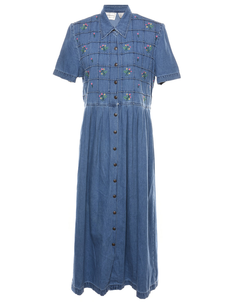 Karin Stevens Embroidered Denim Dress - L