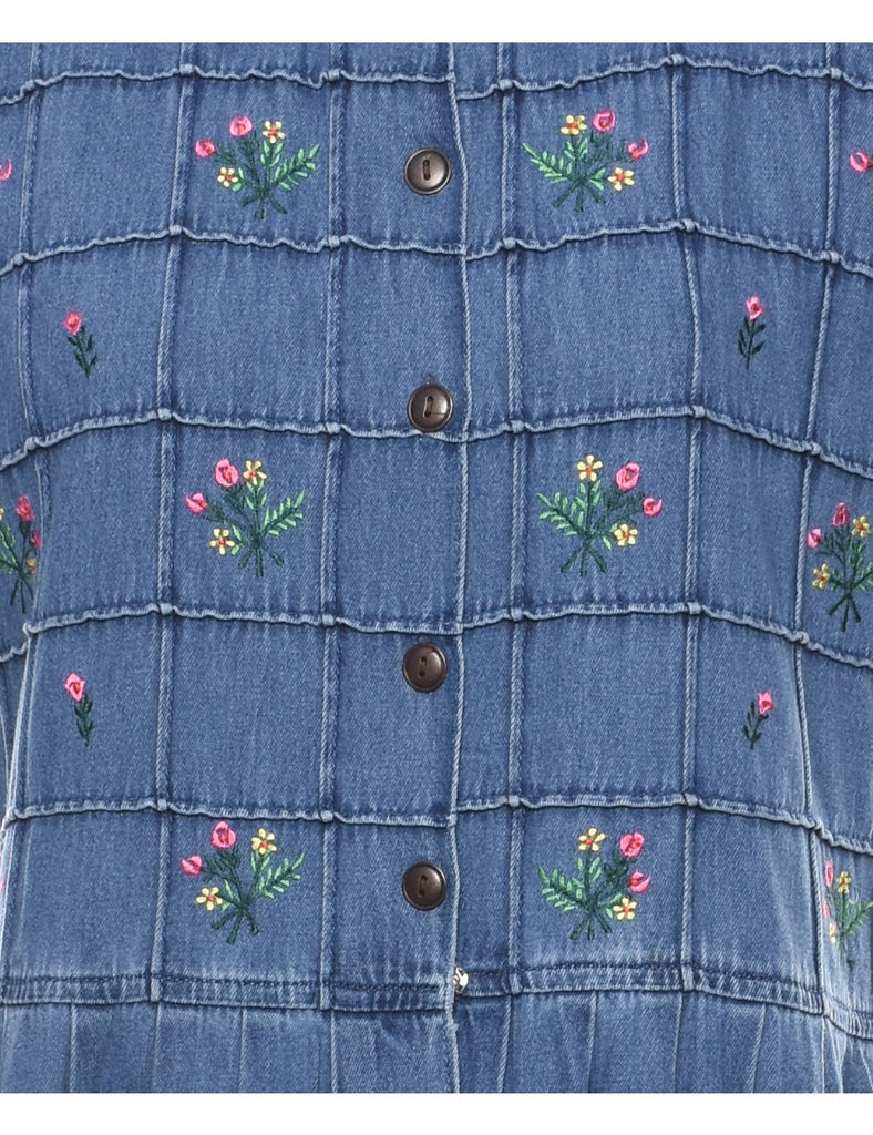 Karin Stevens Embroidered Denim Dress - L