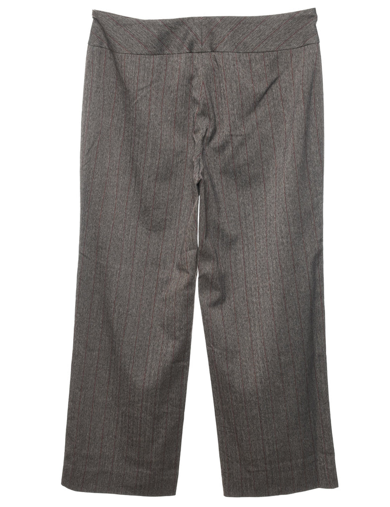 Kasper Pinstriped Brown & Grey Classic Y2K Trousers - W35 L30