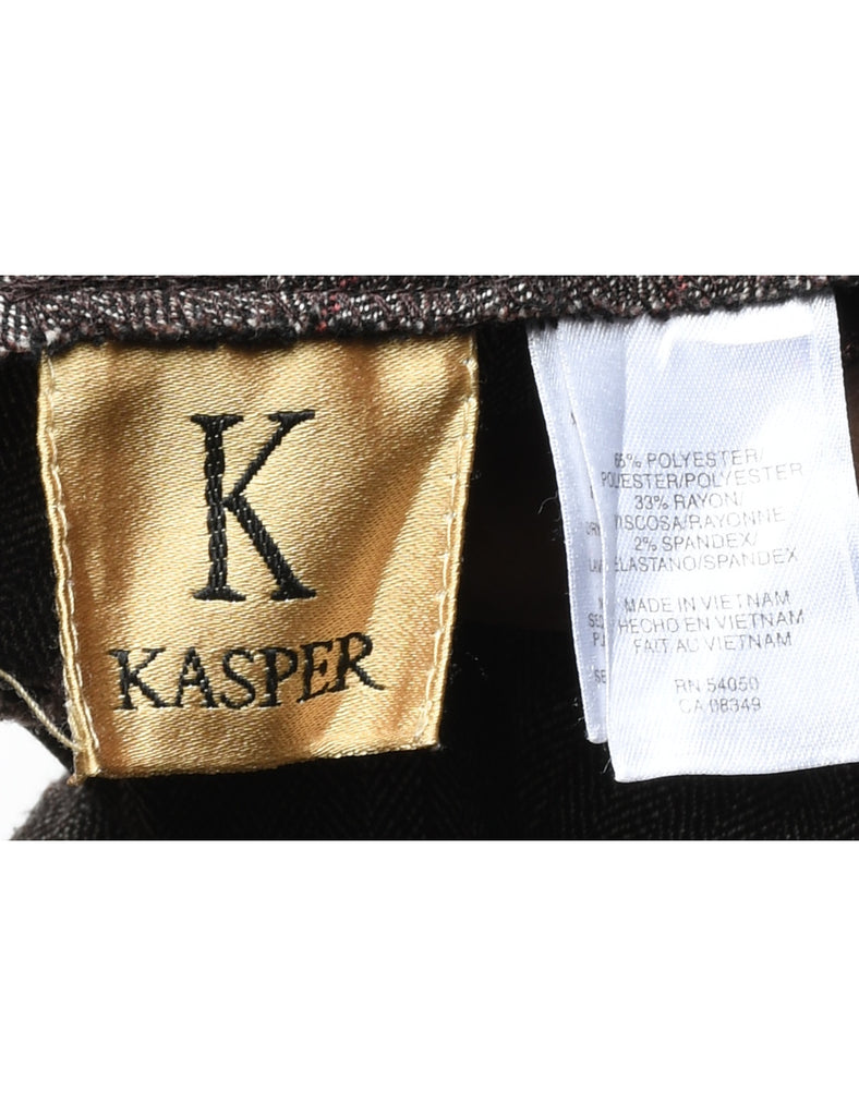 Kasper Pinstriped Brown & Grey Classic Y2K Trousers - W35 L30