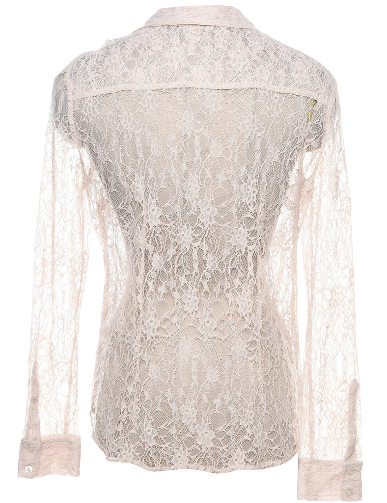 Lace Beige Evening Blouse - M