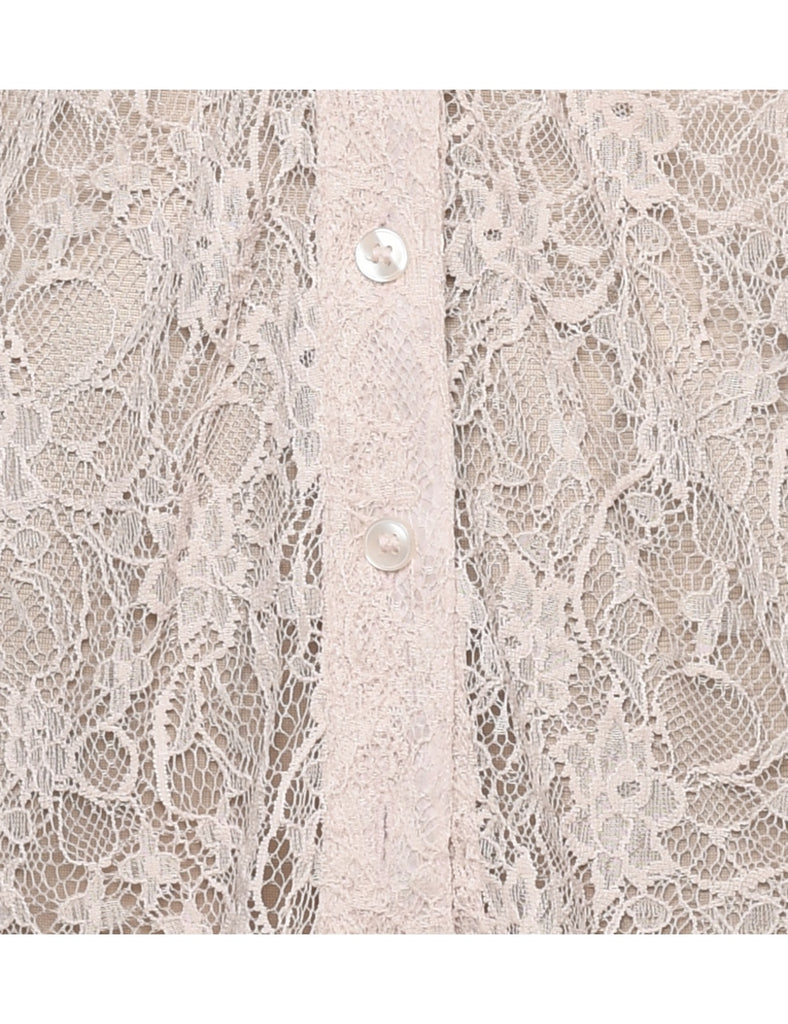 Lace Beige Evening Blouse - M