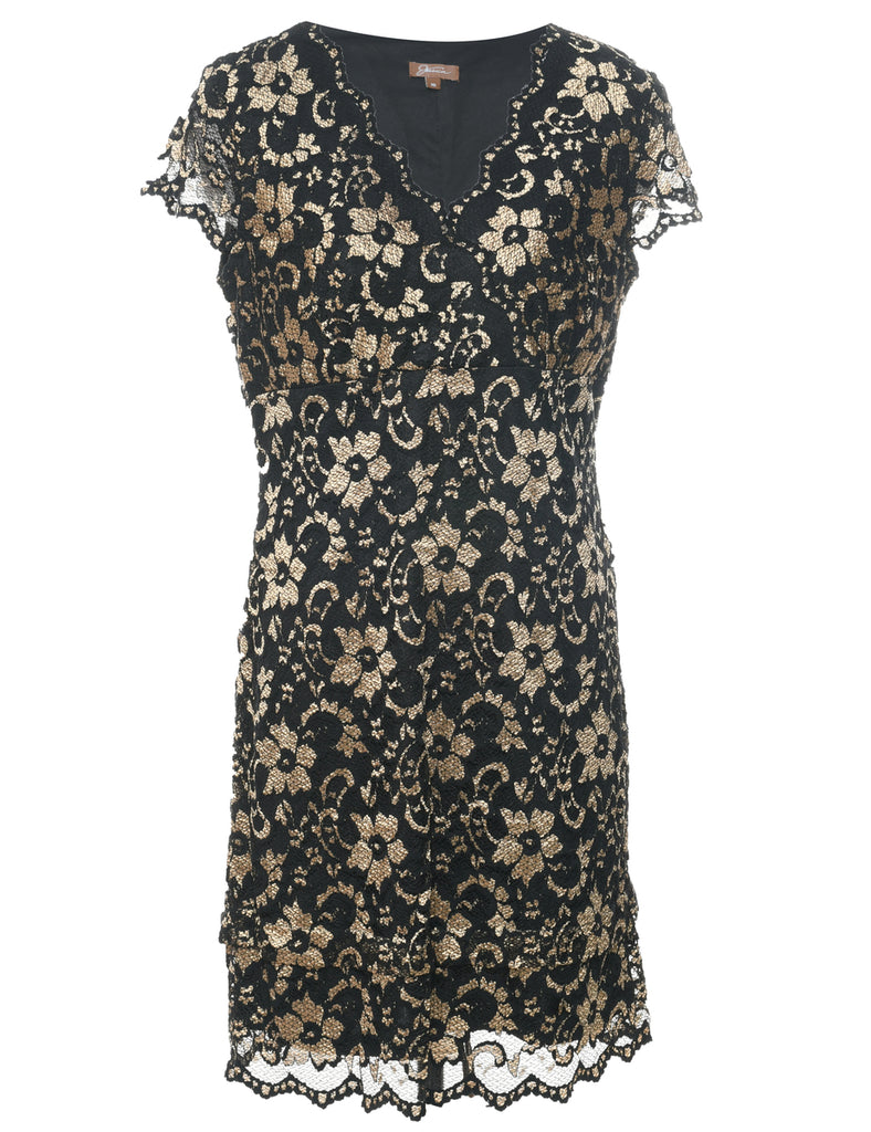 Lace Black Evening Dress - M