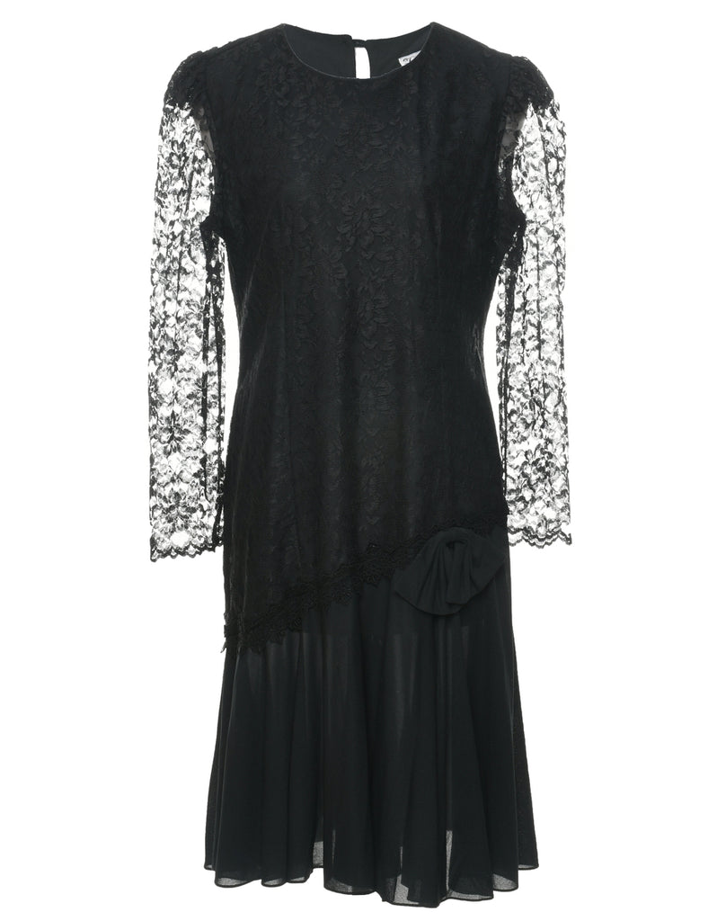 Lace Black Evening Dress - L