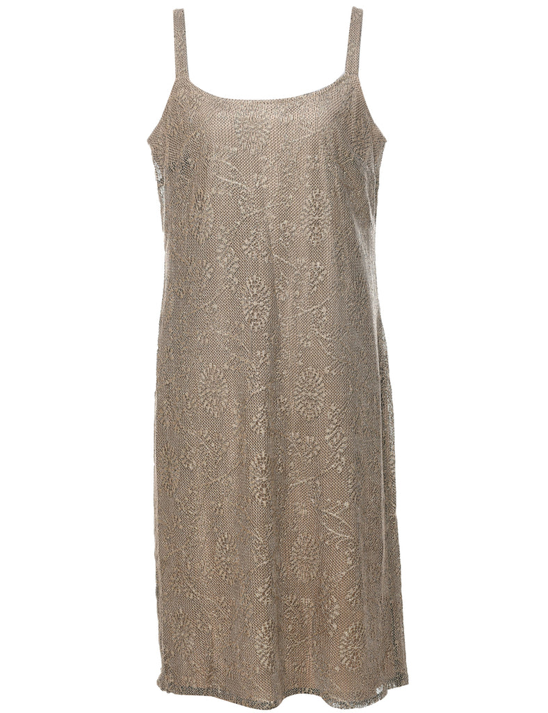 Lace Brown Evening Dress - M