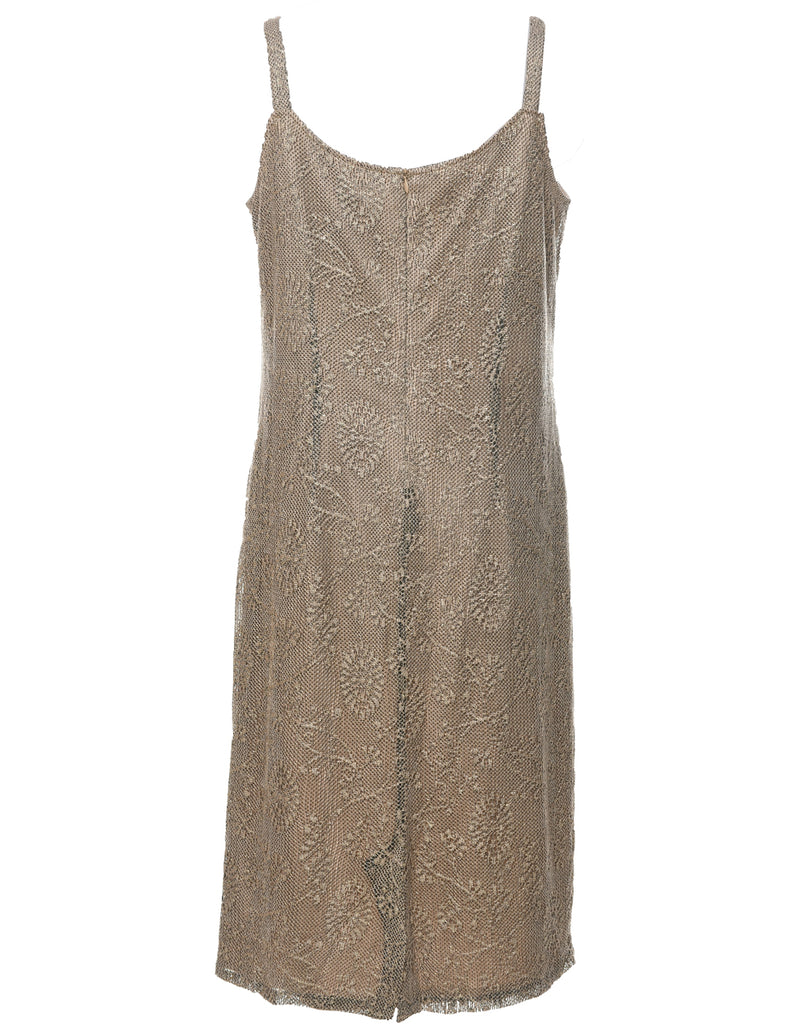 Lace Brown Evening Dress - M
