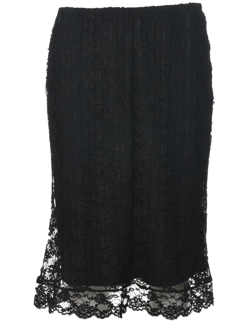 Lace Floral Pattern Pencil Skirt - M